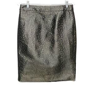 J Crew Metallic Bubble Pebble Textured Jaquard Pencil Skirt 4 Preppy Career Slit